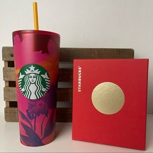 STARBUCKS Venti Stainless Steel Floral Cold Tumbler